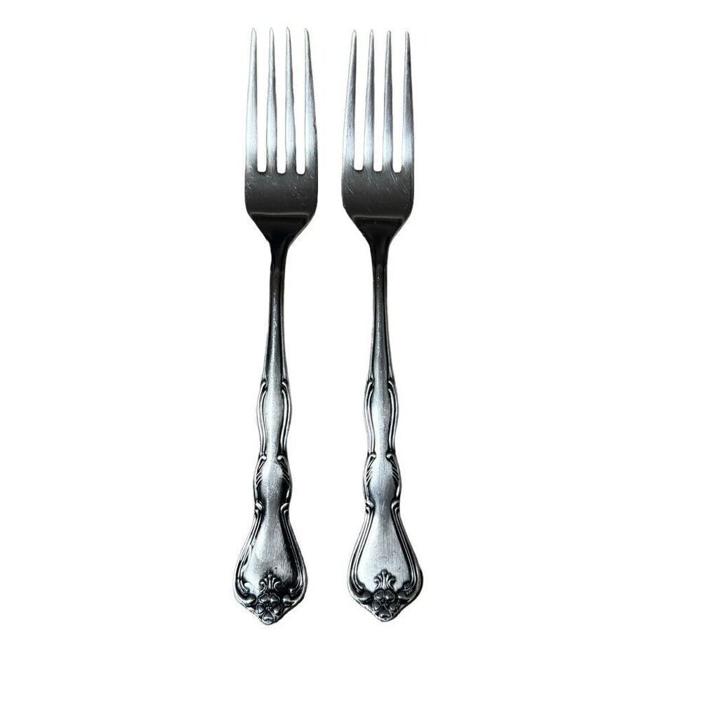 Noritake 18-8 Stainless Japan NTK Sylvia Flatware Silverware Dinner Fork 2 pc